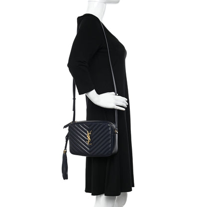 Saint Laurent Calfskin Matelasse Monogram Lou Camera Bag Deep Marine 2 of 9