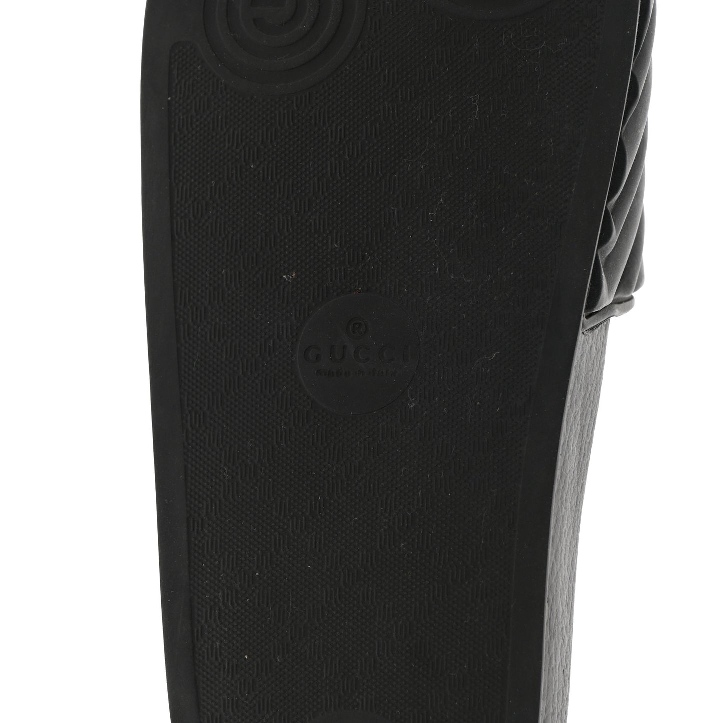 Rubber Matelasse Womens Slide Sandals 41 Black