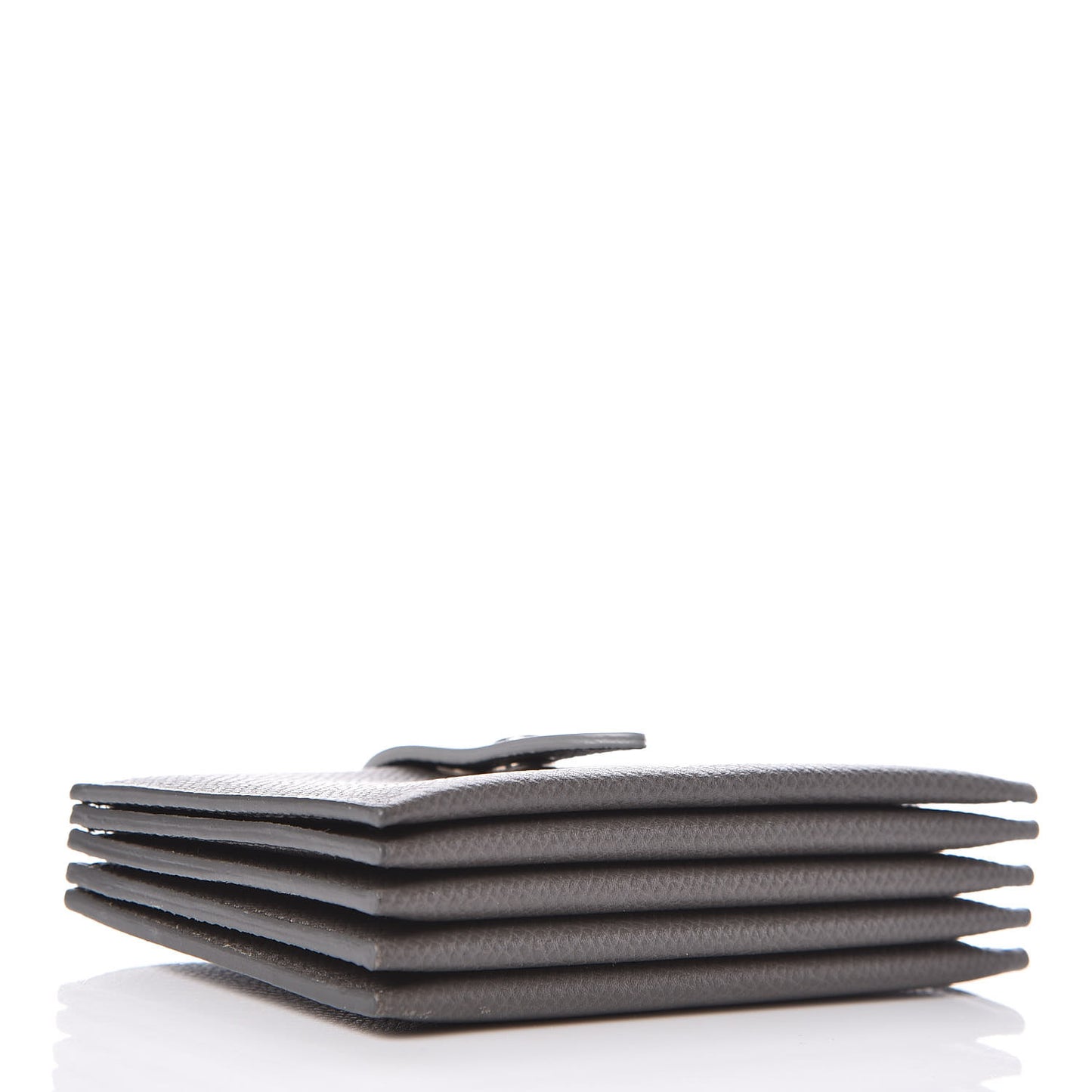 Grained Shiny Calfskin Accordion Card Holder Grey