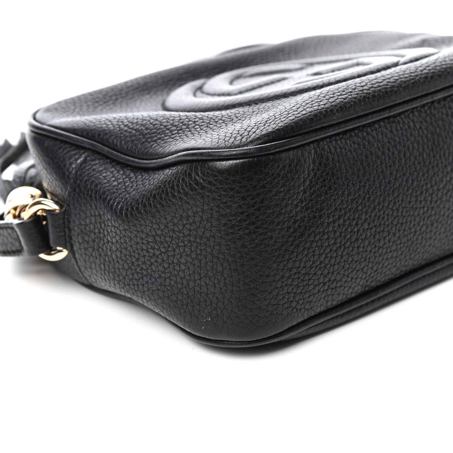 Pebbled Calfskin Small Soho Disco Bag Black