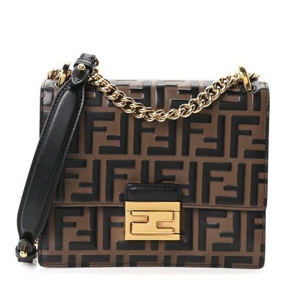 Fendi Vitello Liberty Bi-Color FF 1974 Embossed Small Kan U Shoulder Bag Maya Black 1 of 10