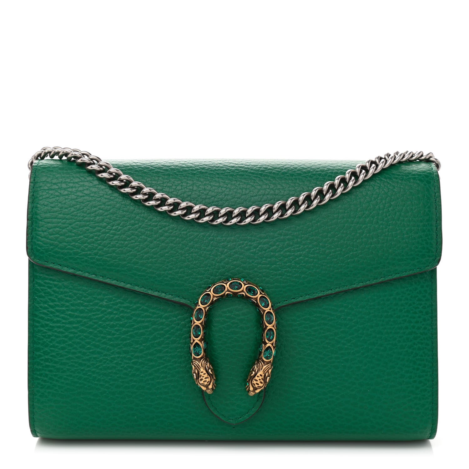 Gucci Calfskin Mini Dionysus Chain Wallet Emerald 1 of 8