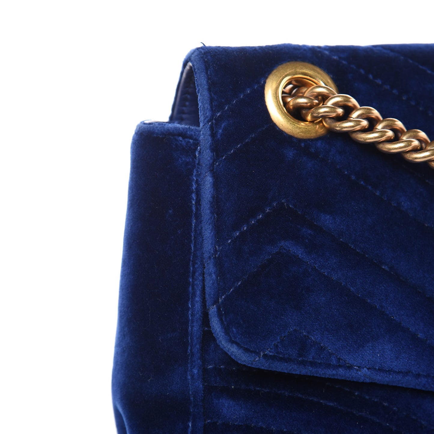 Velvet Matelasse Medium GG Marmont Shoulder Bag Cobalt Blue