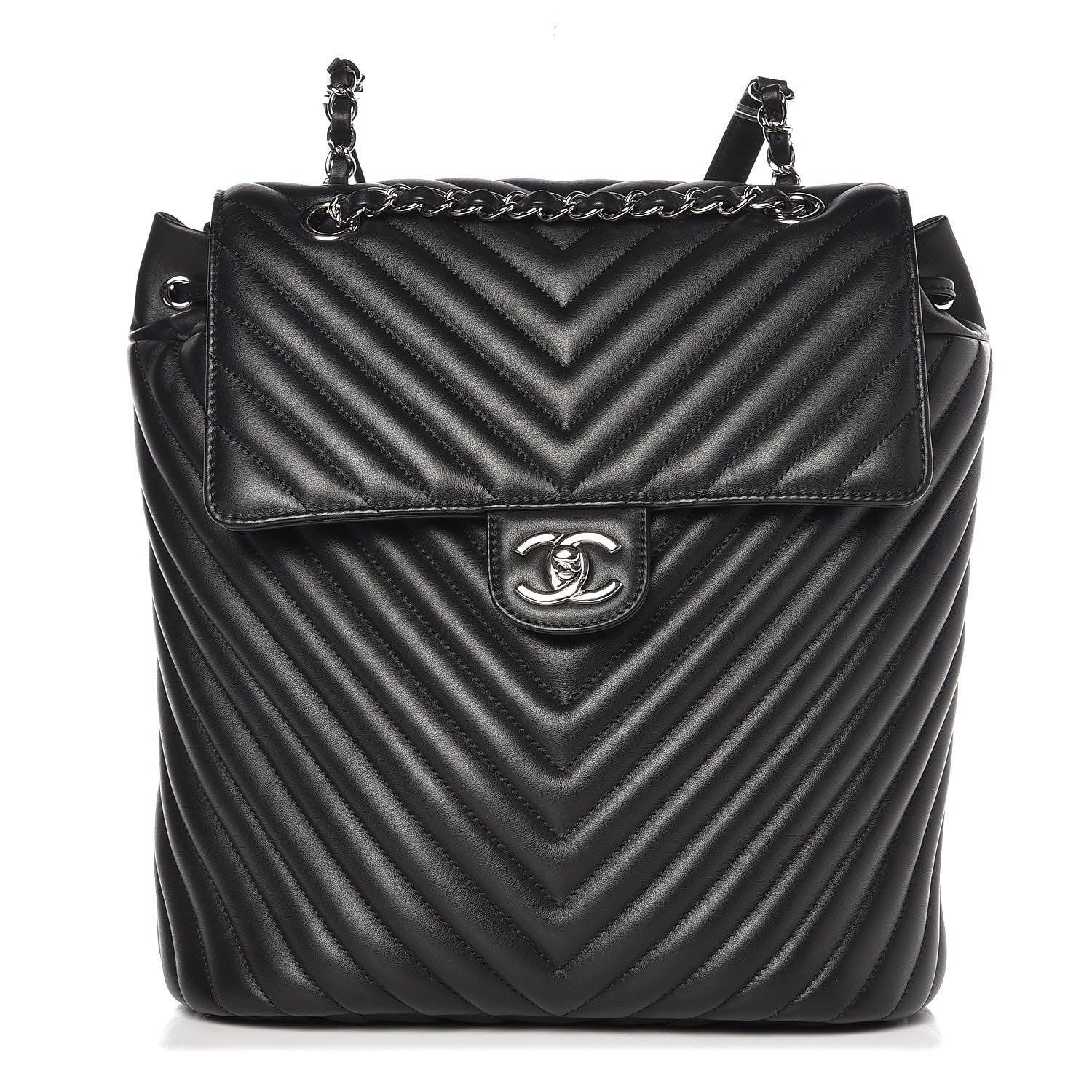 Chanel Calfskin Chevron Quilted Large Urban Spirit Backpack Black 1 of 8