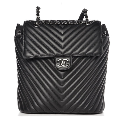 Chanel Calfskin Chevron Quilted Large Urban Spirit Backpack Black 1 of 8