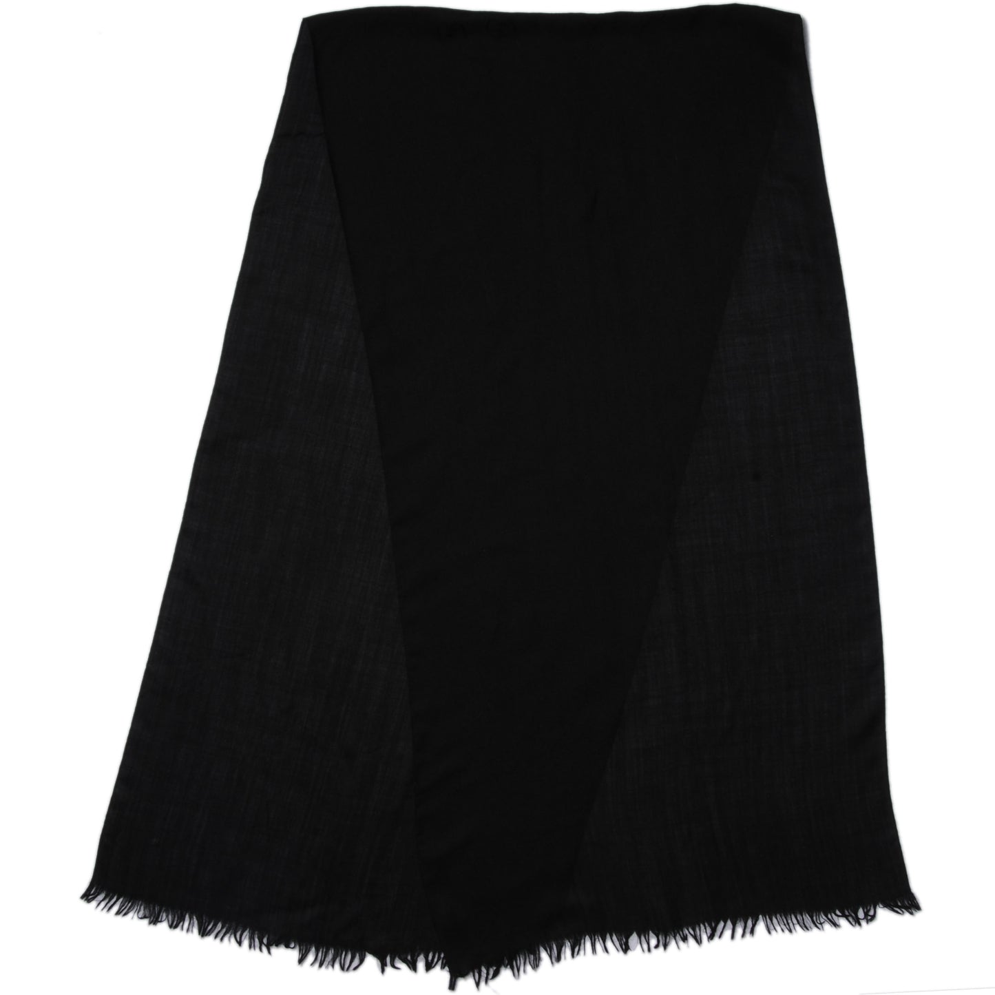 Wool Monogram Shawl Scarf Black