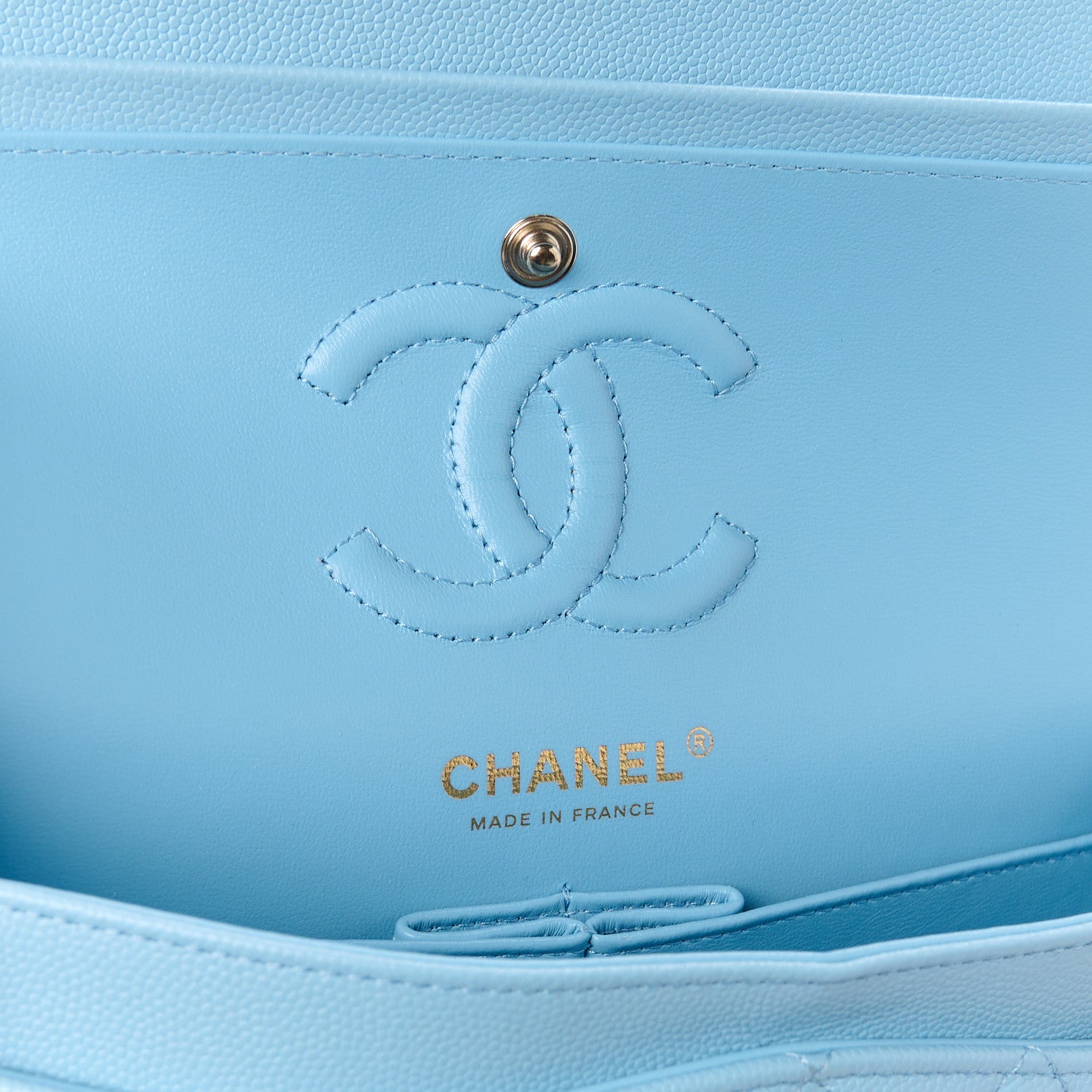 Chanel Caviar Quilted Small Double Flap Light Blue 6 of 12