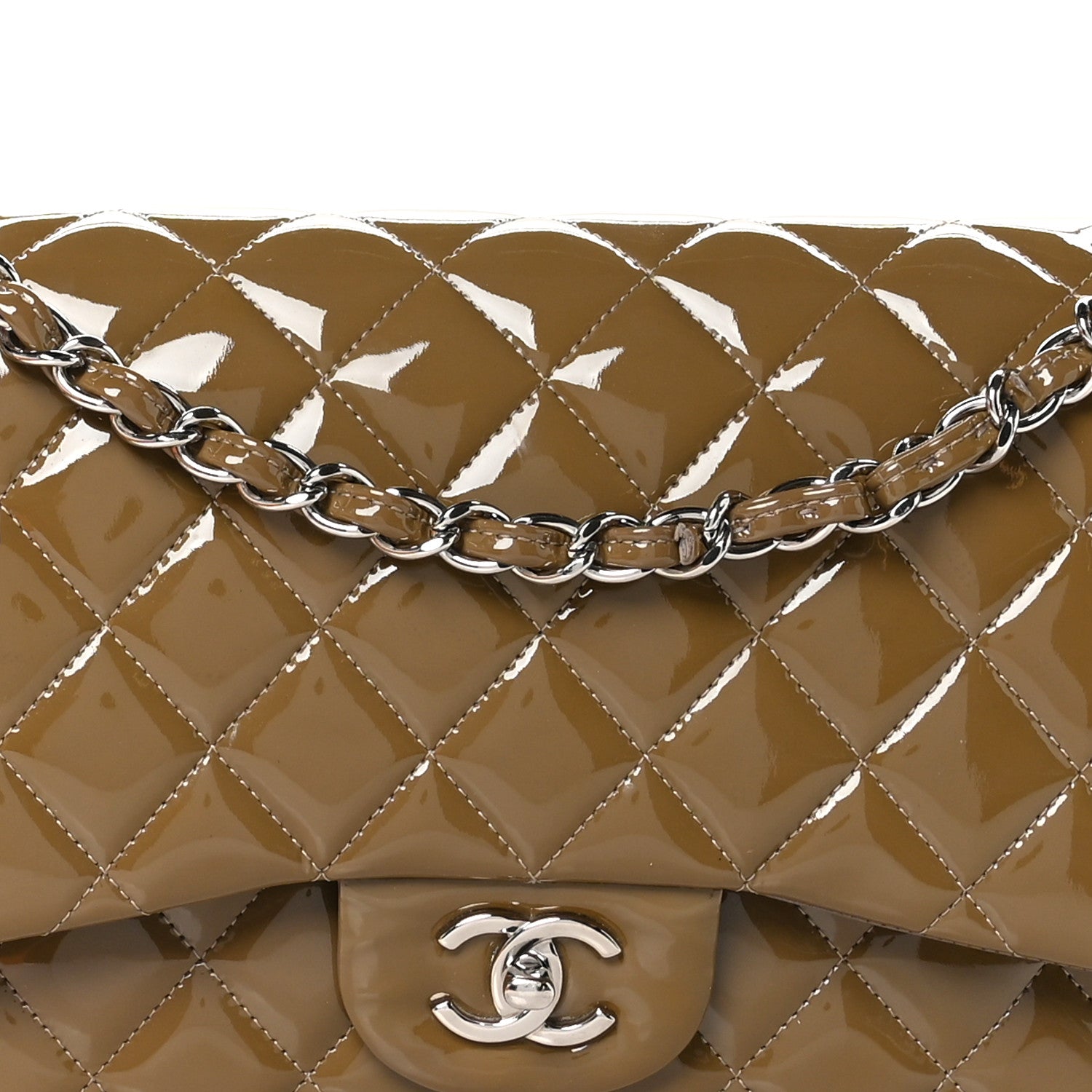 Chanel Patent Calfskin Quilted Jumbo Double Flap Grey 7 of 13