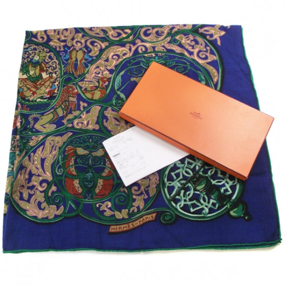 Hermes Cashmere Silk La Charmante Aux Animaux Scarf 140 3 of 6