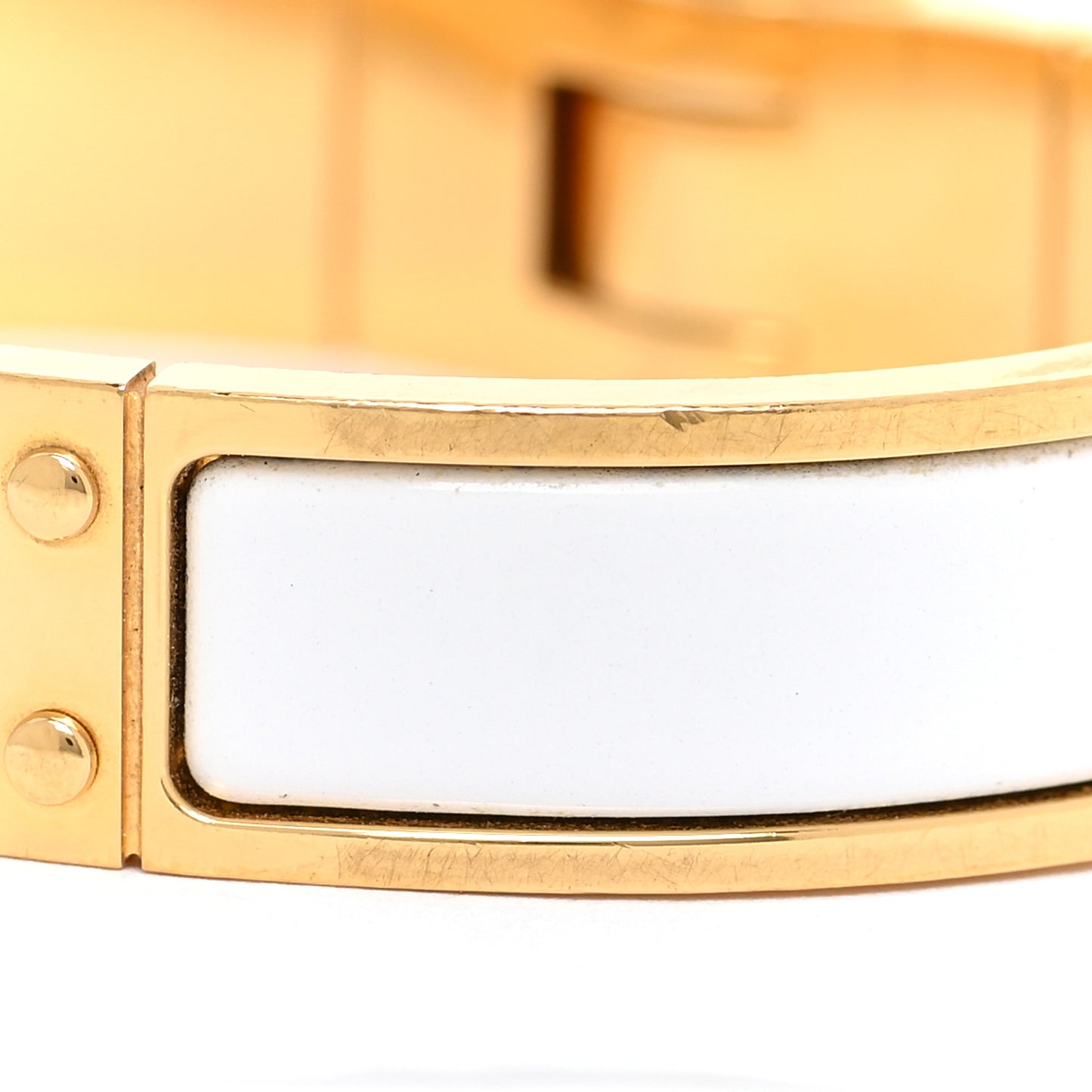 Enamel Charniere Uni Narrow Hinged Bracelet S White