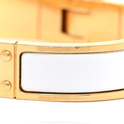 Hermes Enamel Charniere Uni Narrow Hinged Bracelet S White 8 of 8