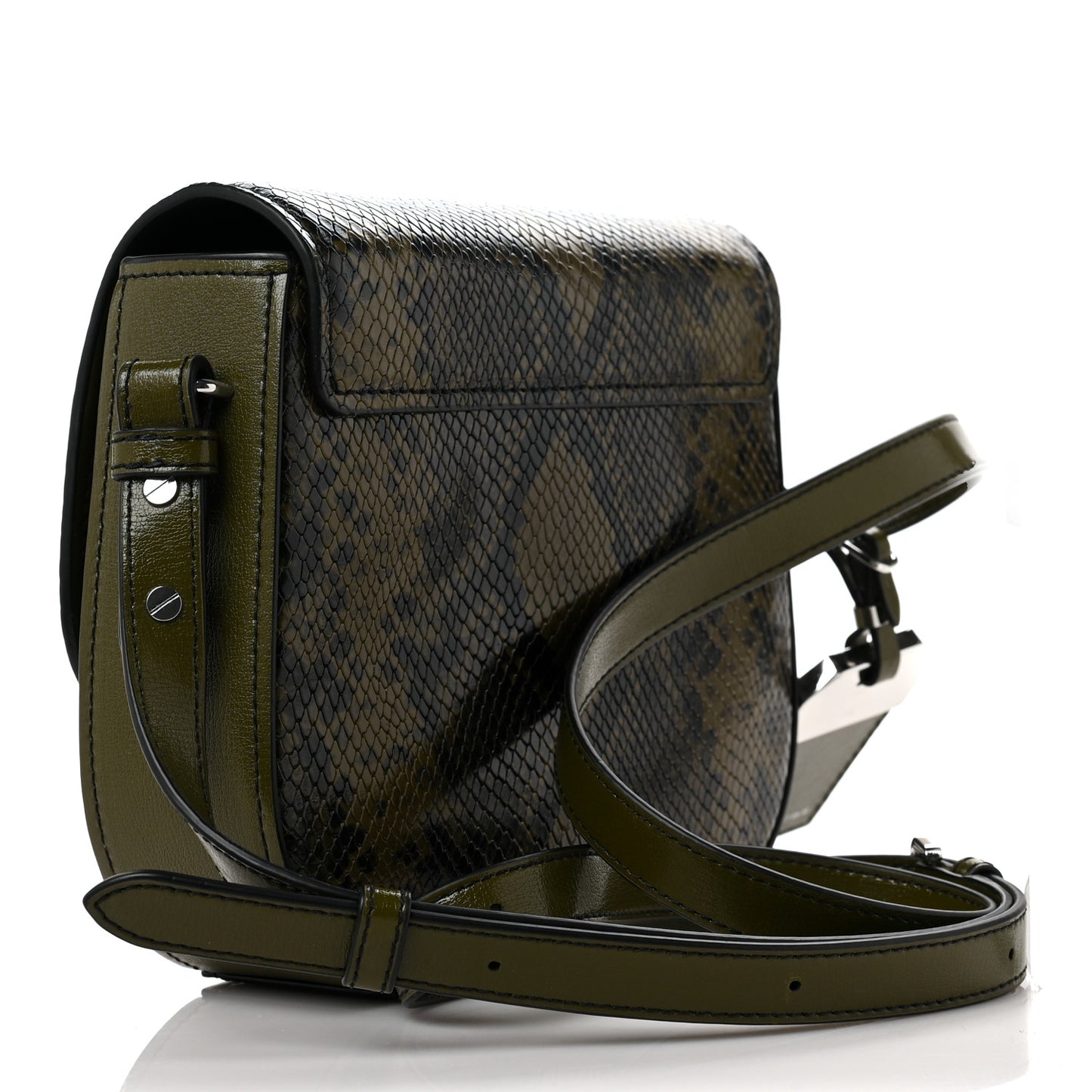 Snakeskin Embossed Mini Rider Crossbody Dark Martini Olive Green