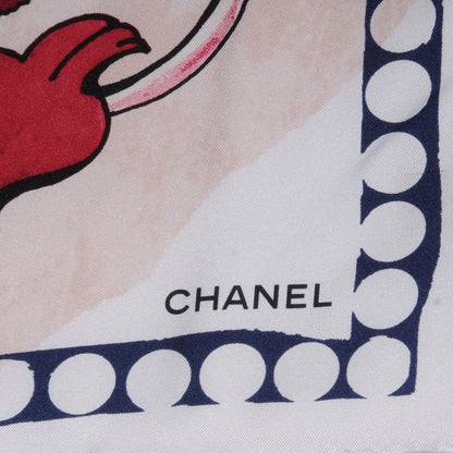 Chanel Silk Dragon CC Scarf White 3 of 5