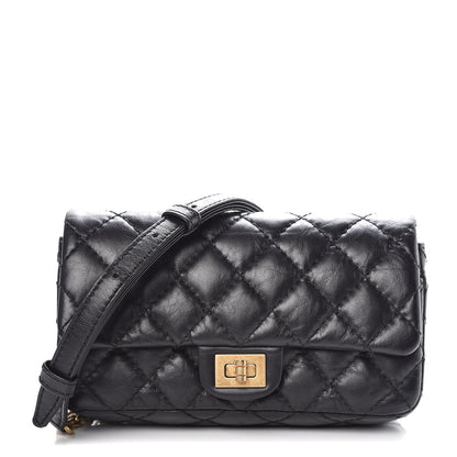 Chanel Aged Calfskin Quilted 2.55 Reissue Chain Waist Bag Black 1 of 10