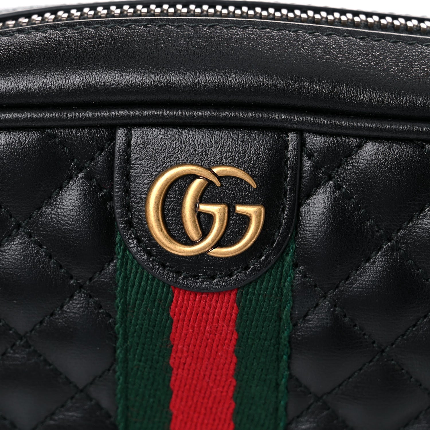 Gucci Calfskin Trapuntata Web Mini GG Shoulder Bag Black 10 of 11