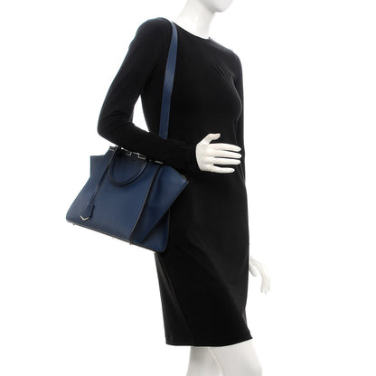 Fendi Vitello Dolce Shiny Nappa Petite 3Jours Tote Blue 2 of 7