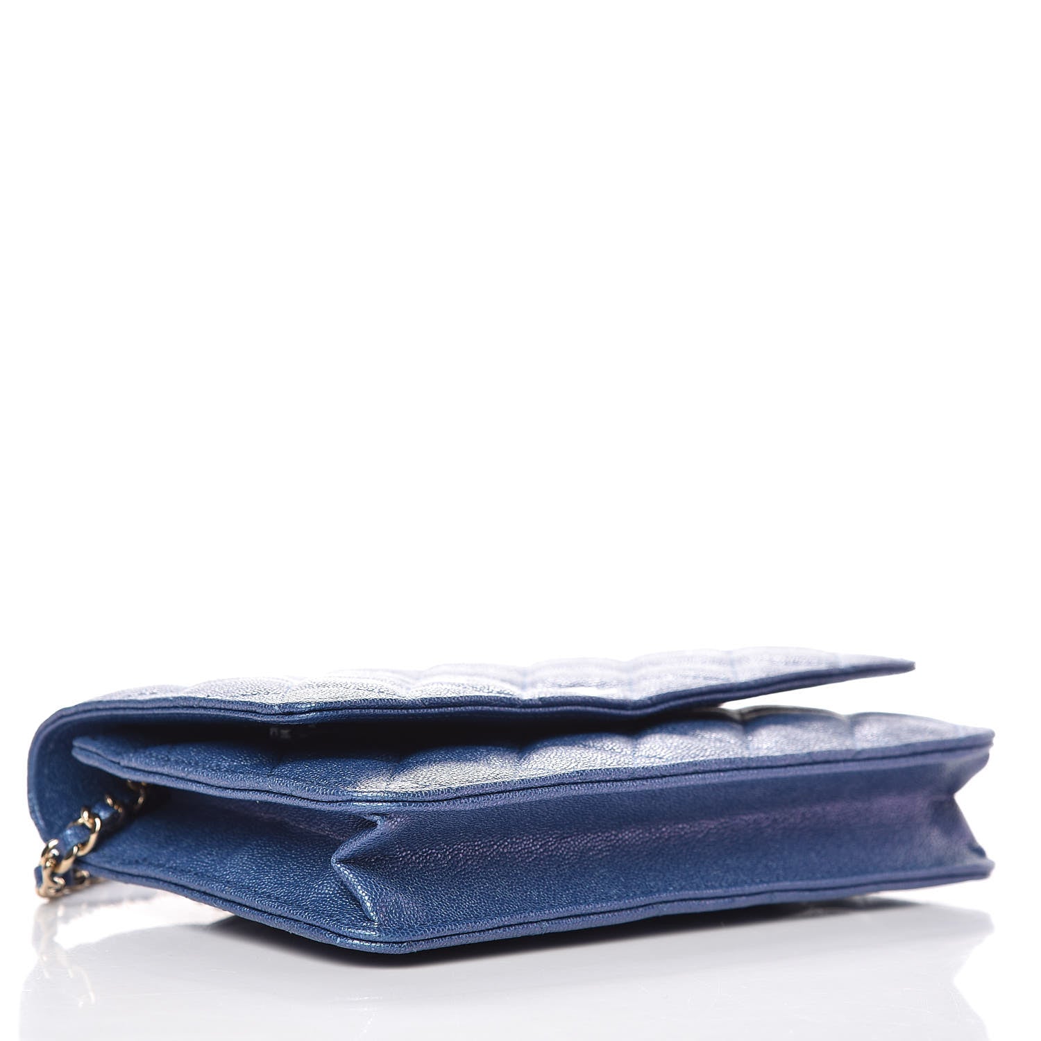 Chanel Iridescent Caviar Quilted Wallet On Chain WOC Dark Blue 4 of 9