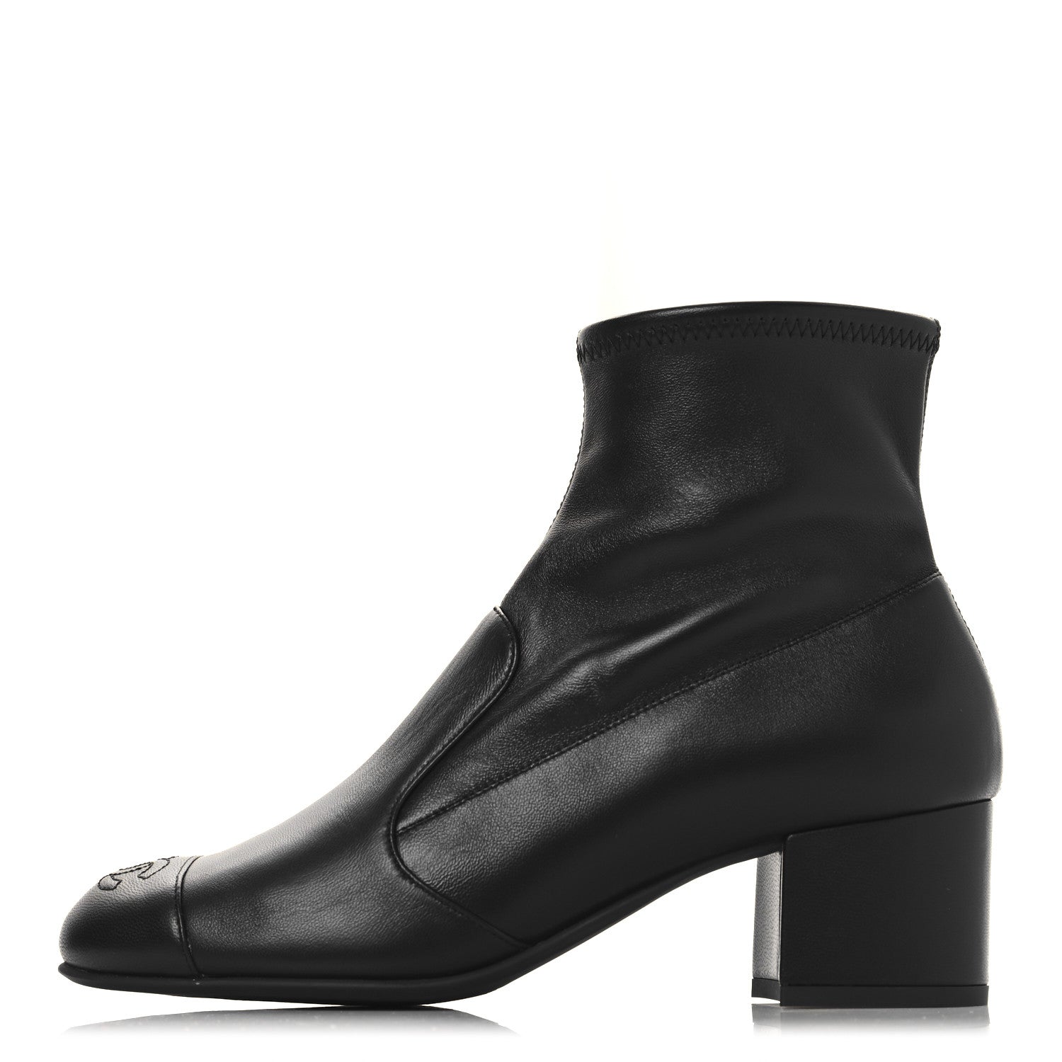 Chanel Stretch Lambskin Cap Toe CC Uniform Short Boots 38 Black 1 of 9