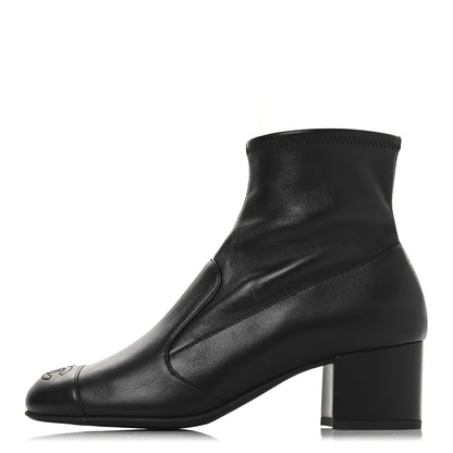 Chanel Stretch Lambskin Cap Toe CC Uniform Short Boots 38 Black 1 of 9
