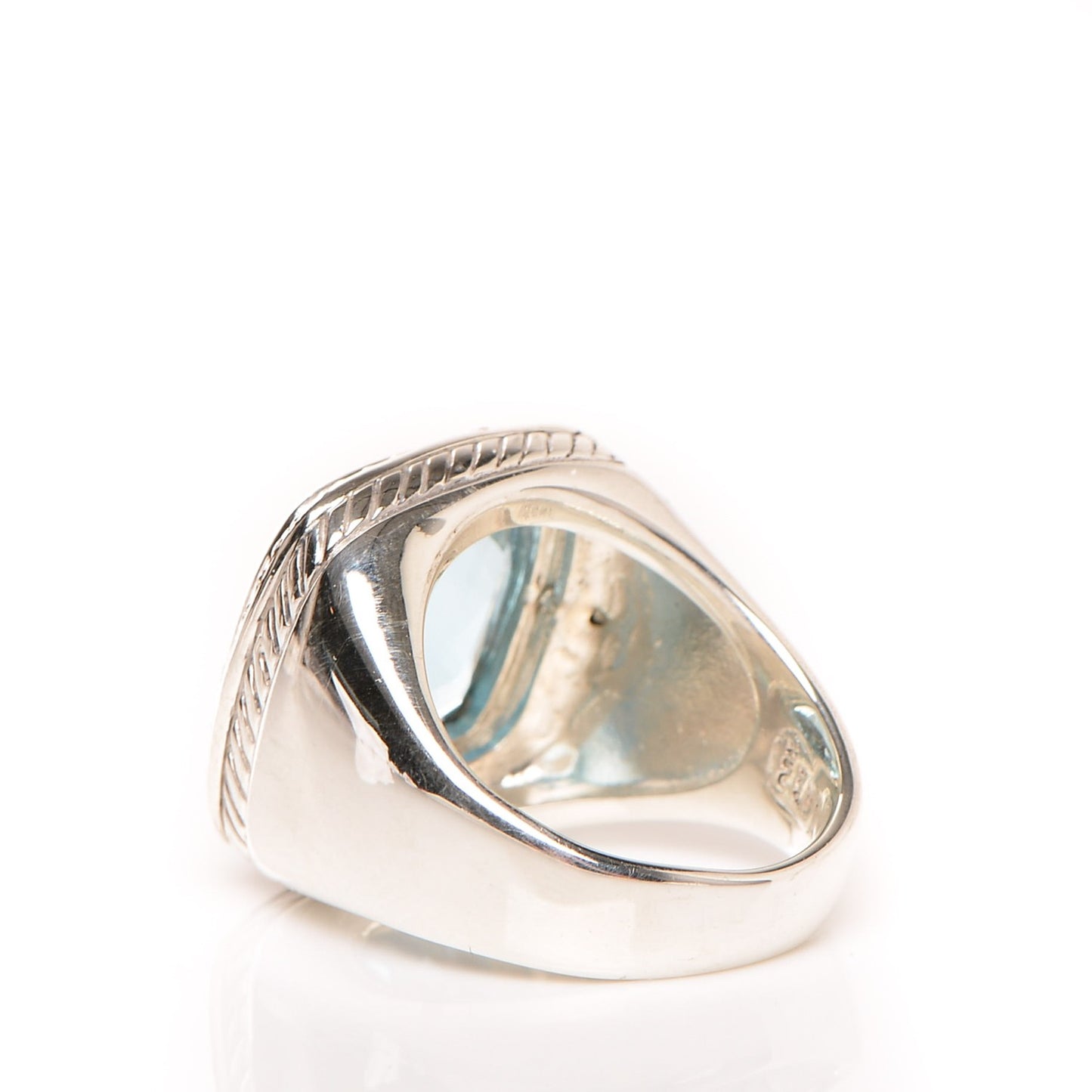 Sterling Silver Diamond Blue Topaz 16mm Albion Ring 57 8
