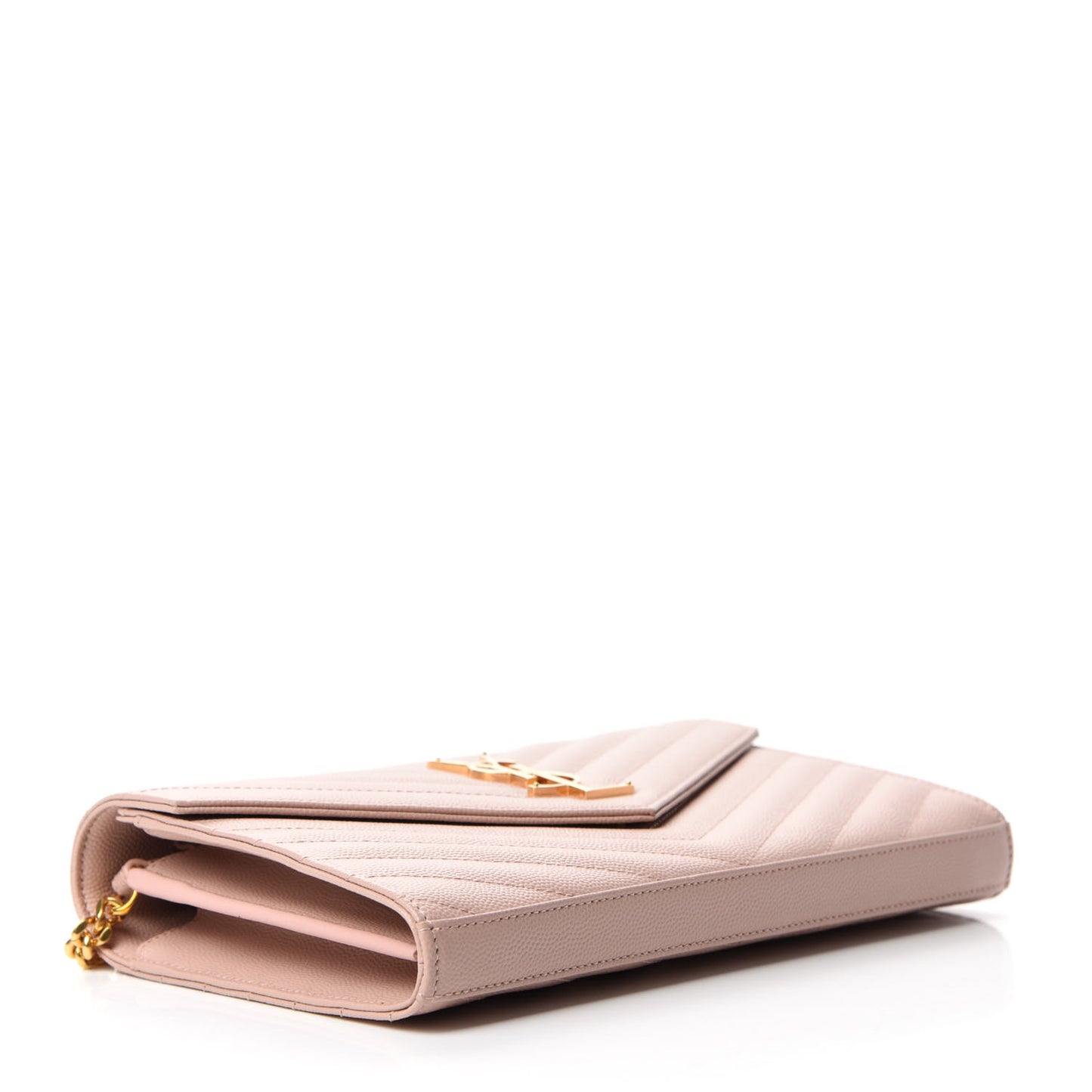 Grain De Poudre Matelasse Chevron Monogram Chain Wallet Pale Blush