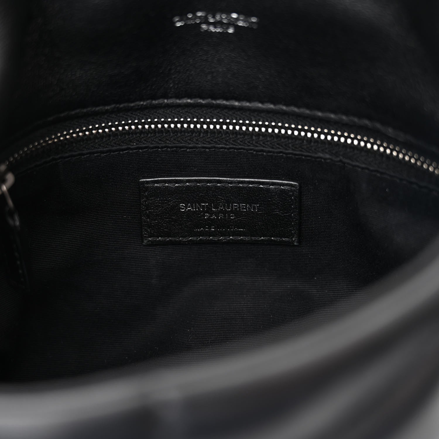 Saint Laurent Lambskin Quilted Toy Loulou Puffer Monogram Chain Satchel Black 6 of 12