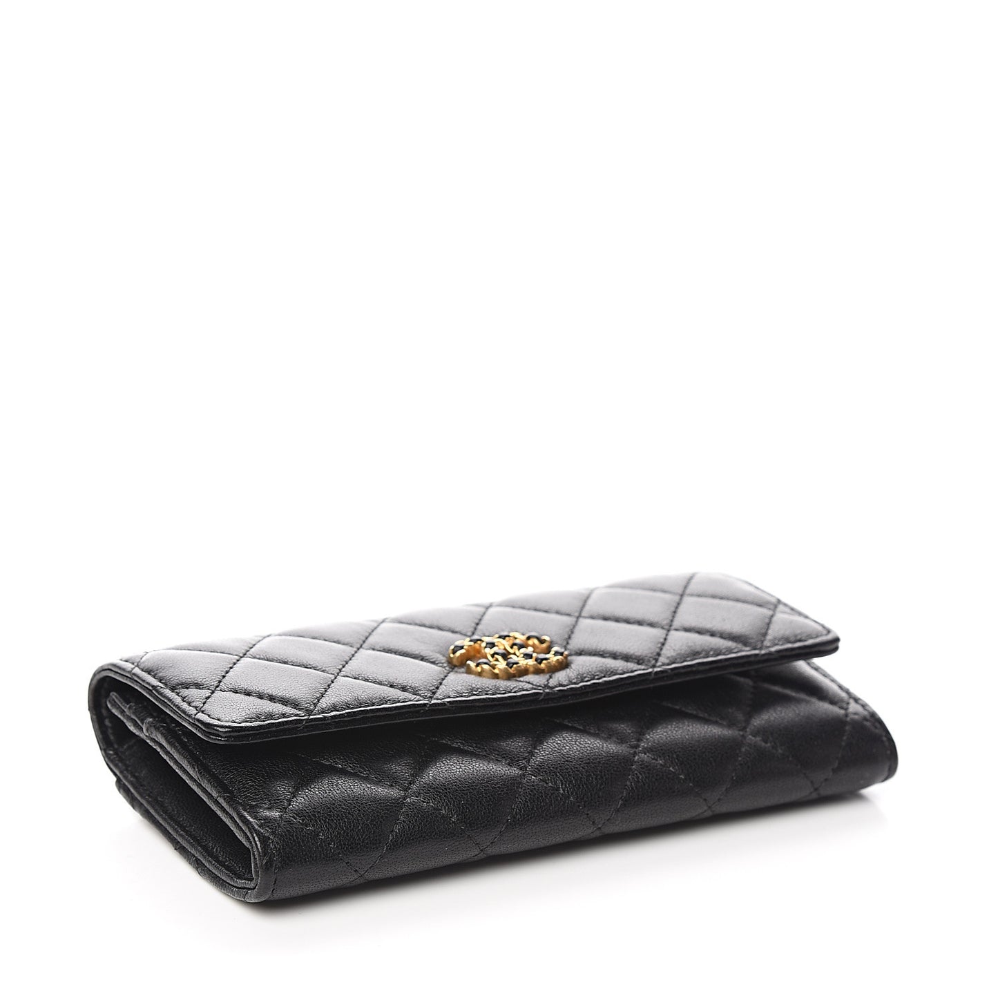 Lambskin Quilted Medium Chanel 19 Flap Wallet Black
