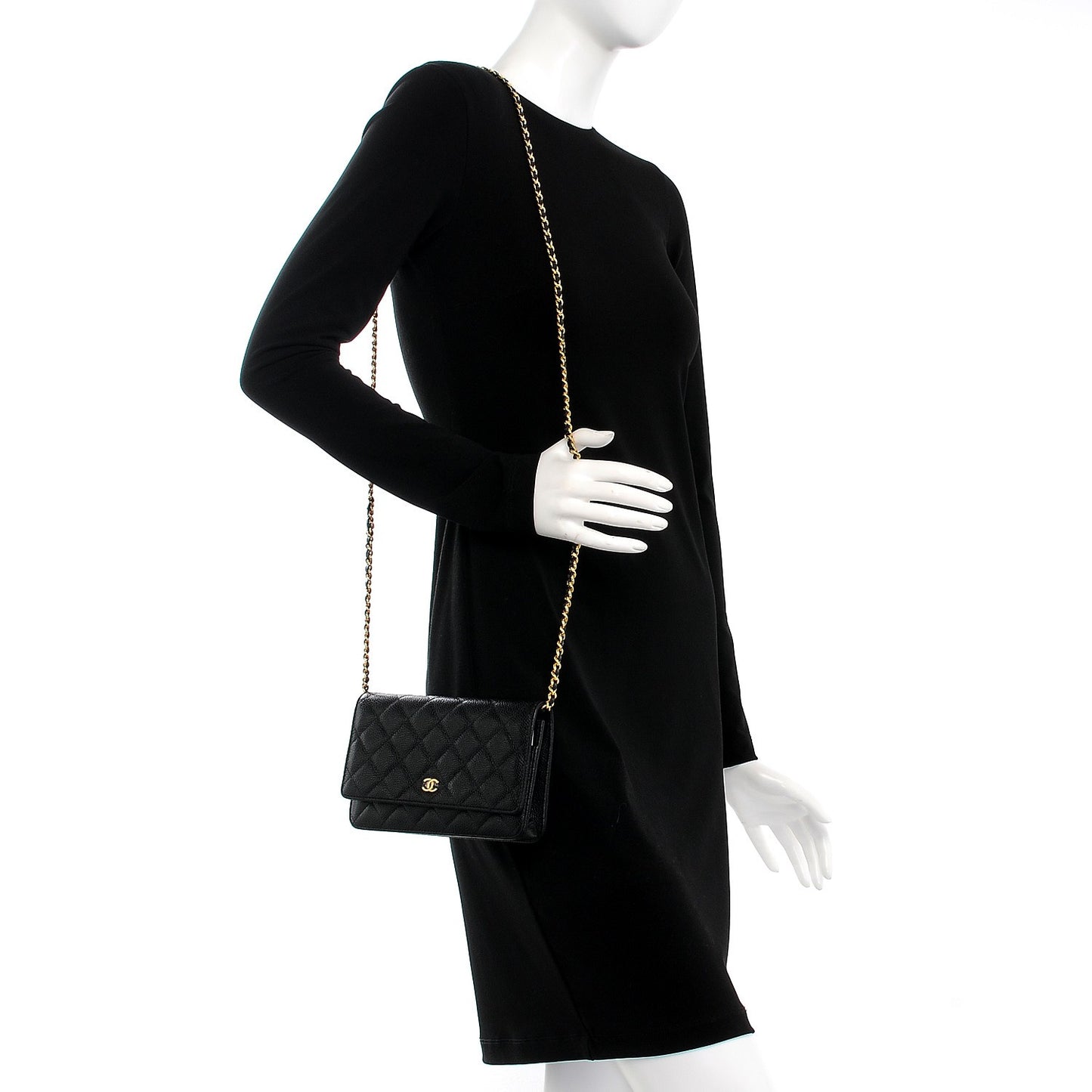 Caviar Quilted Wallet On Chain WOC Black