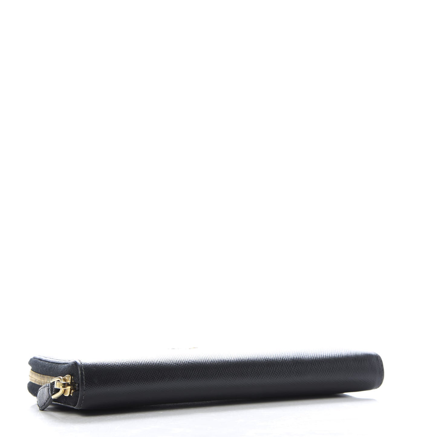 Saffiano Metal Large Zip Around Wallet Black