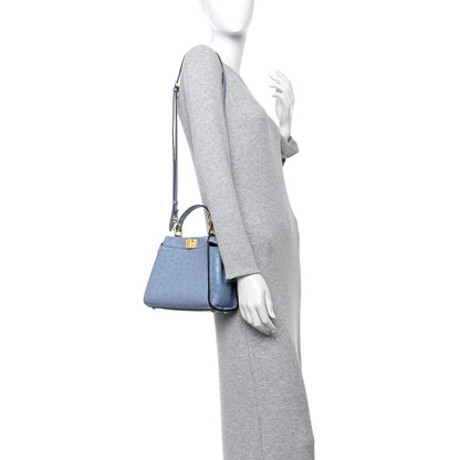 Fendi Ostrich Shiny Nappa Mini Peekaboo I SEE U Satchel Baby Boy 2 of 12