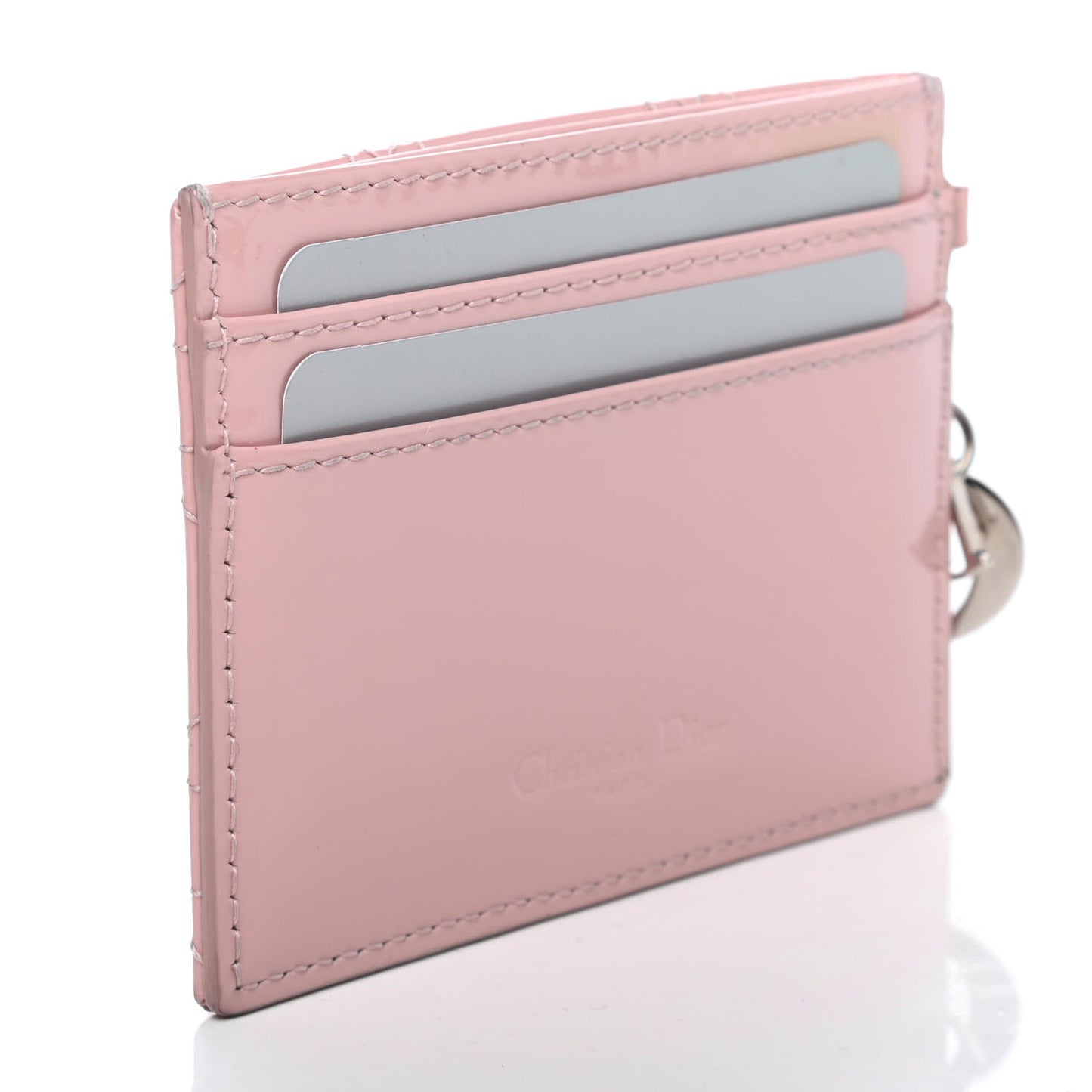 Patent Cannage Lady Dior Card Holder Rose Clair