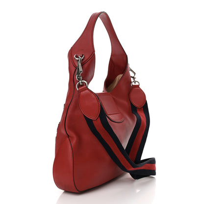 Gucci Calfskin Web Embroidered Medium Dionysus Hobo Hibiscus Red 3 of 17