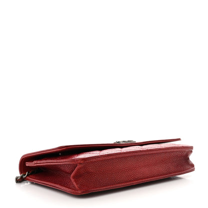 Chanel Caviar Quilted Boy Wallet On Chain WOC Red 4 of 13