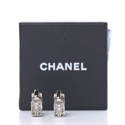 Chanel Crystal CC Hoop Clip On Earrings Silver 6 of 7