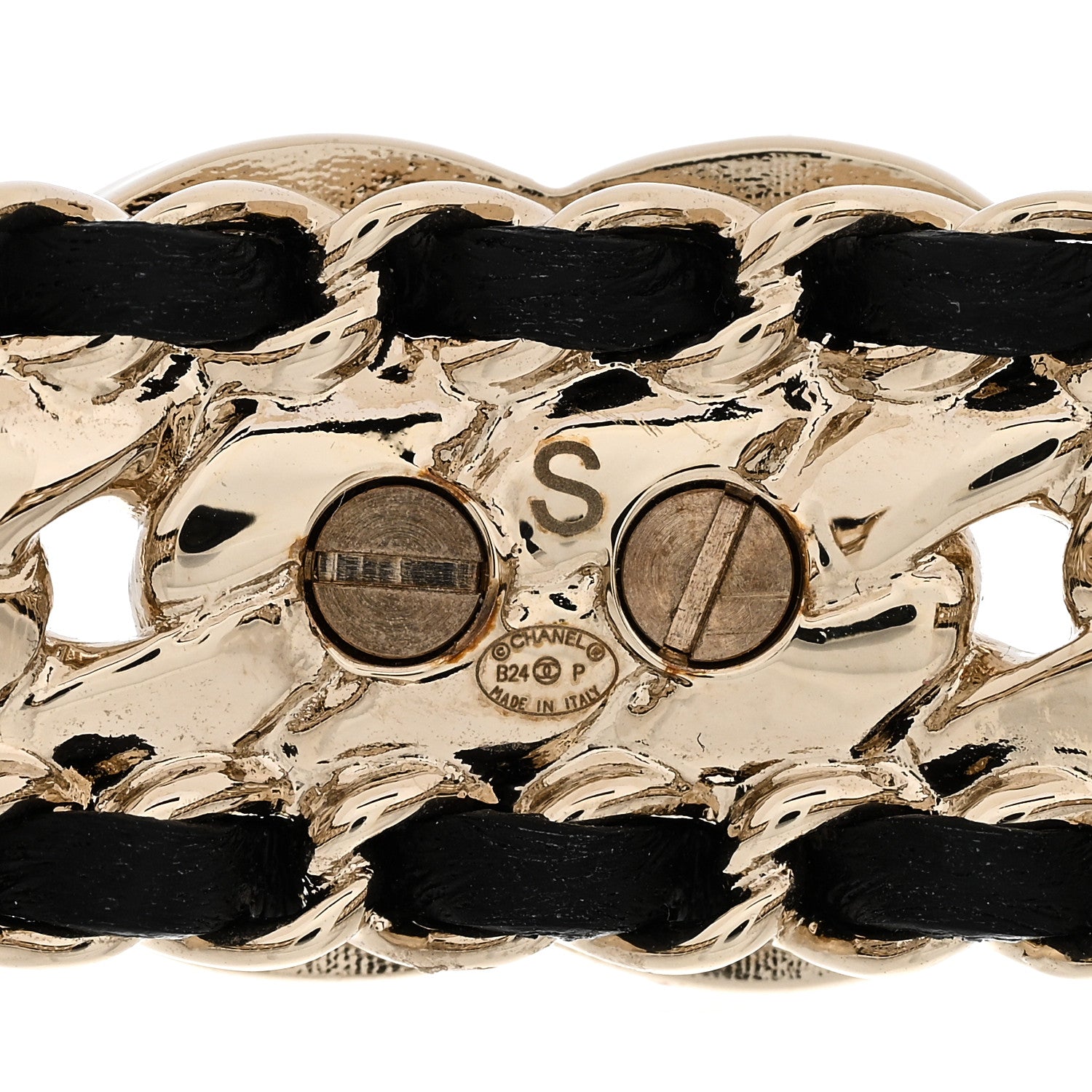 Chanel Lambskin Crystal CC Cuff Bracelet S Black 4 of 5