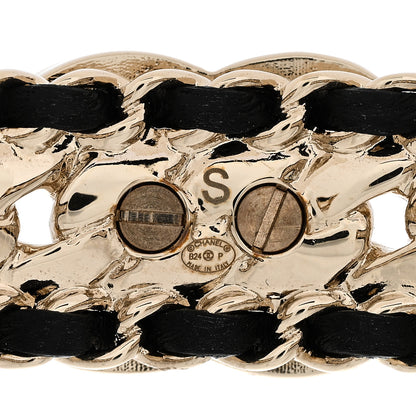 Chanel Lambskin Crystal CC Cuff Bracelet S Black 4 of 5