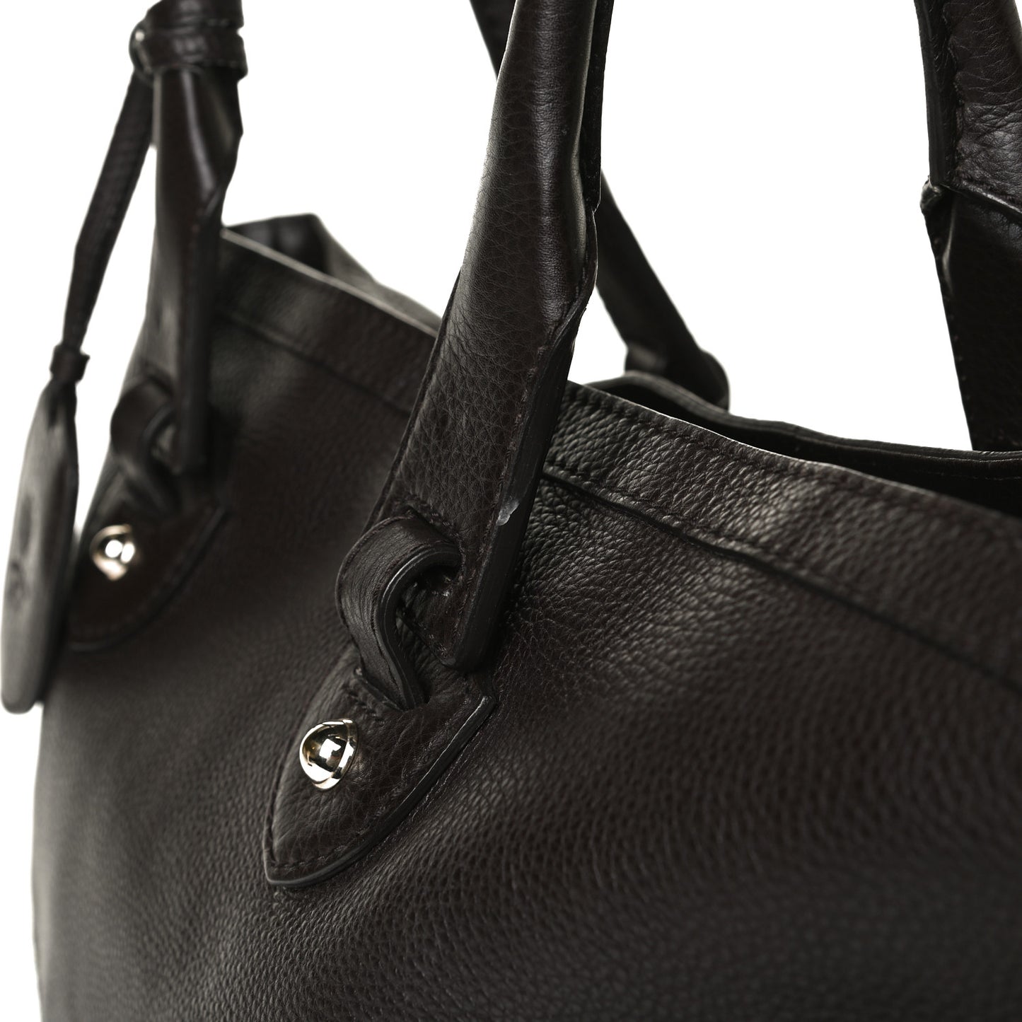 Calfskin Large Web Heritage Tote Dark Brown