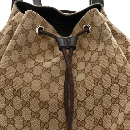 Gucci Monogram Dollar Calfskin O Drawstring Backpack Beige Ebony Testa di Moro Dark Chocolate 8 of 12