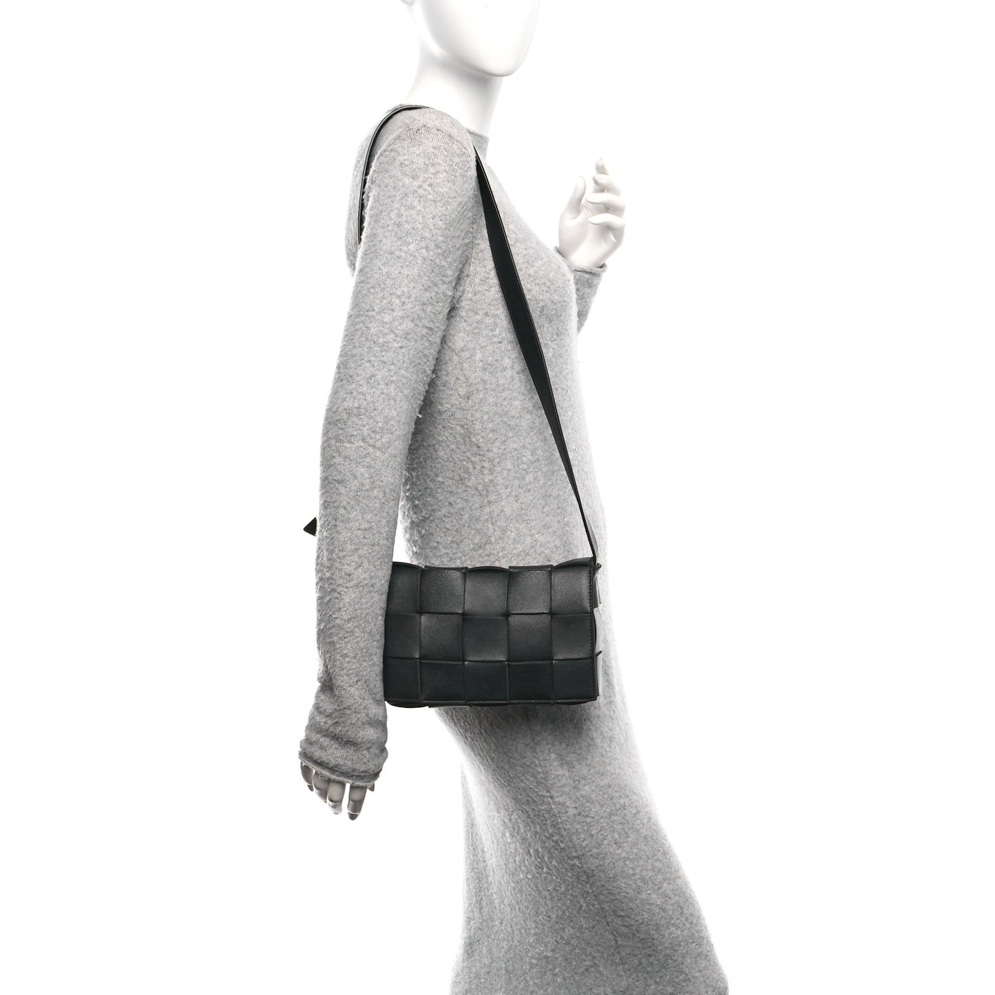 Lambskin Maxi Intrecciato Cassette Crossbody Bag Black