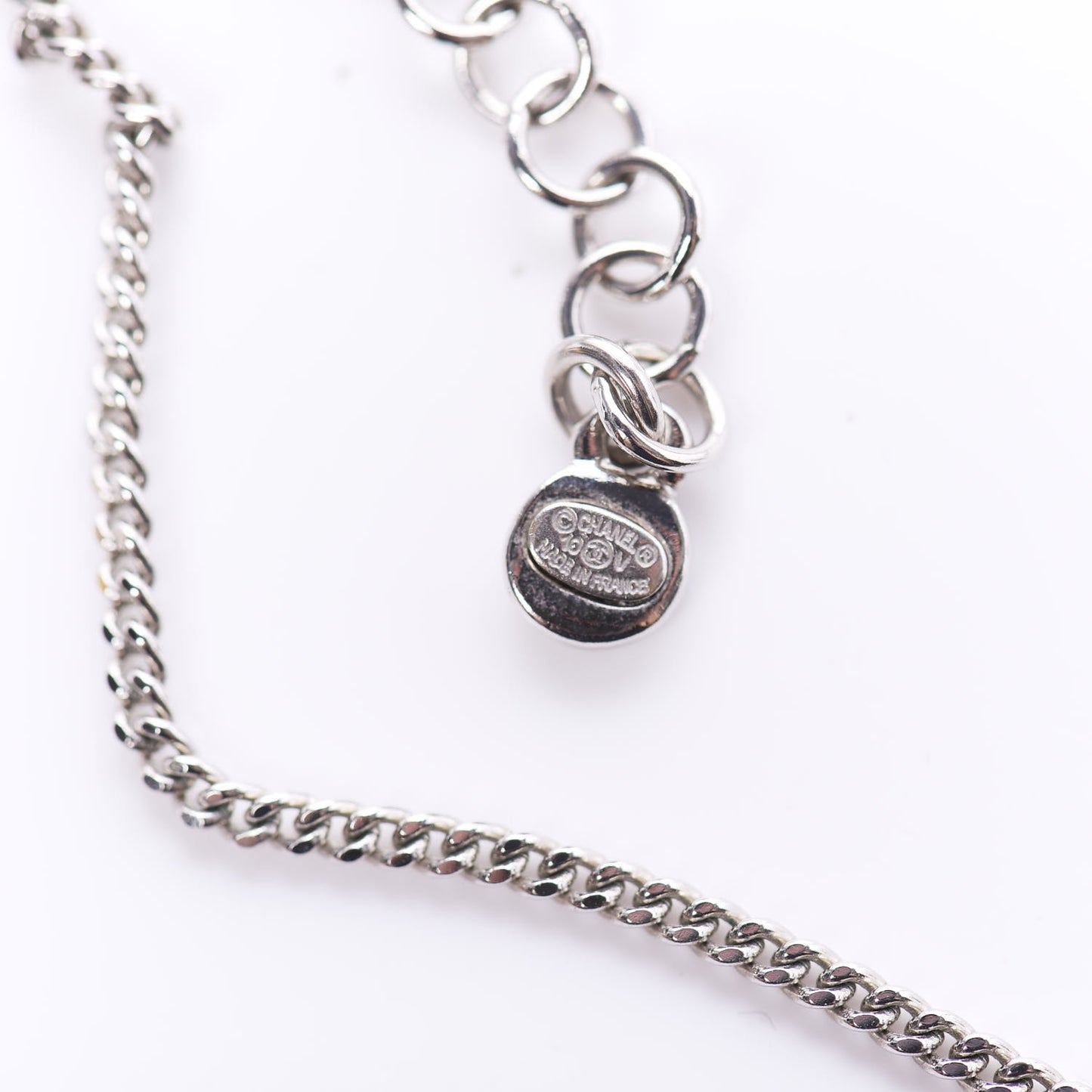 Crystal CC Drop Pendant Necklace Silver