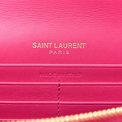Saint Laurent Patent Calfskin Matelasse Monogram Vicky Chain Wallet Bubblegum 6 of 9