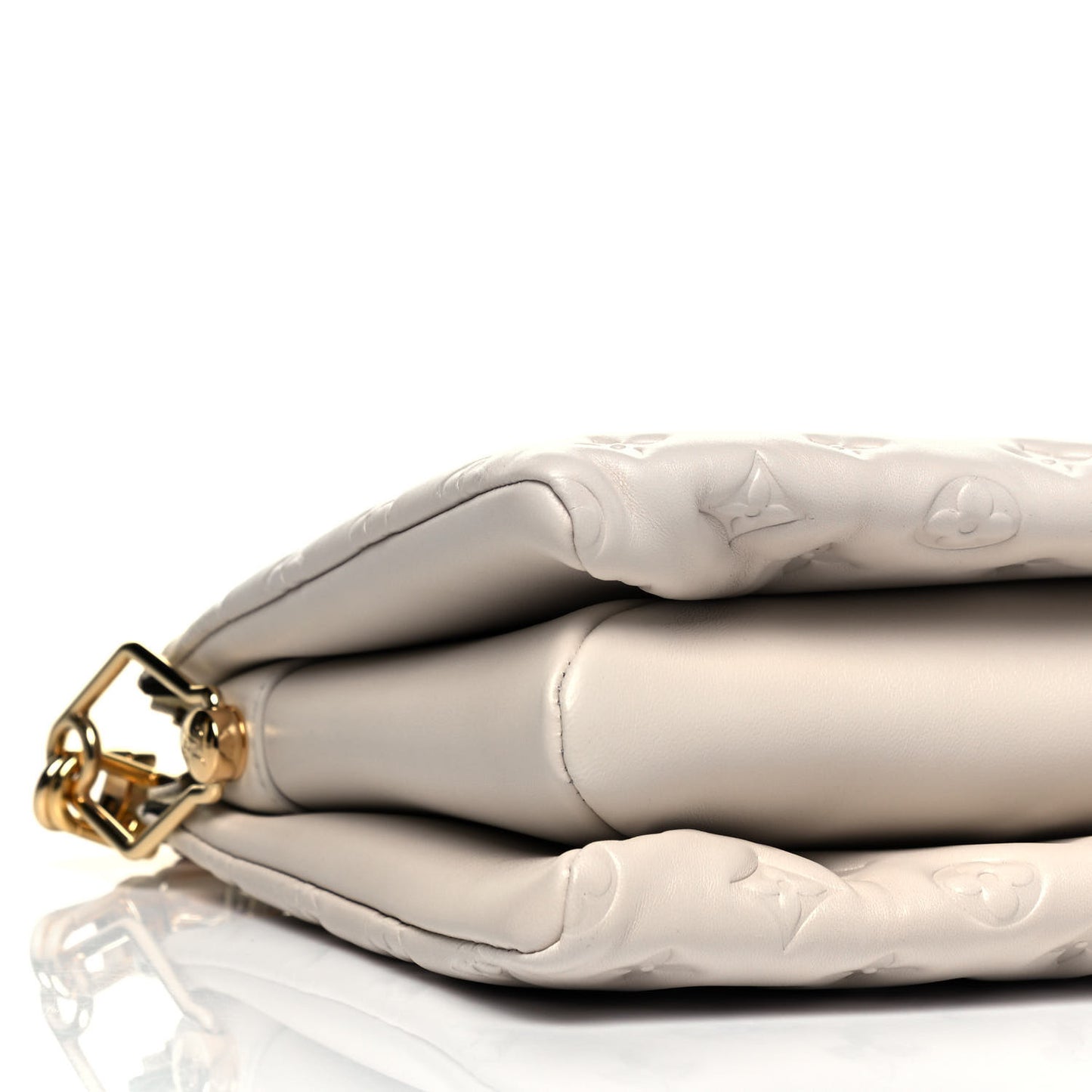 Lambskin Embossed Monogram Coussin PM Cream