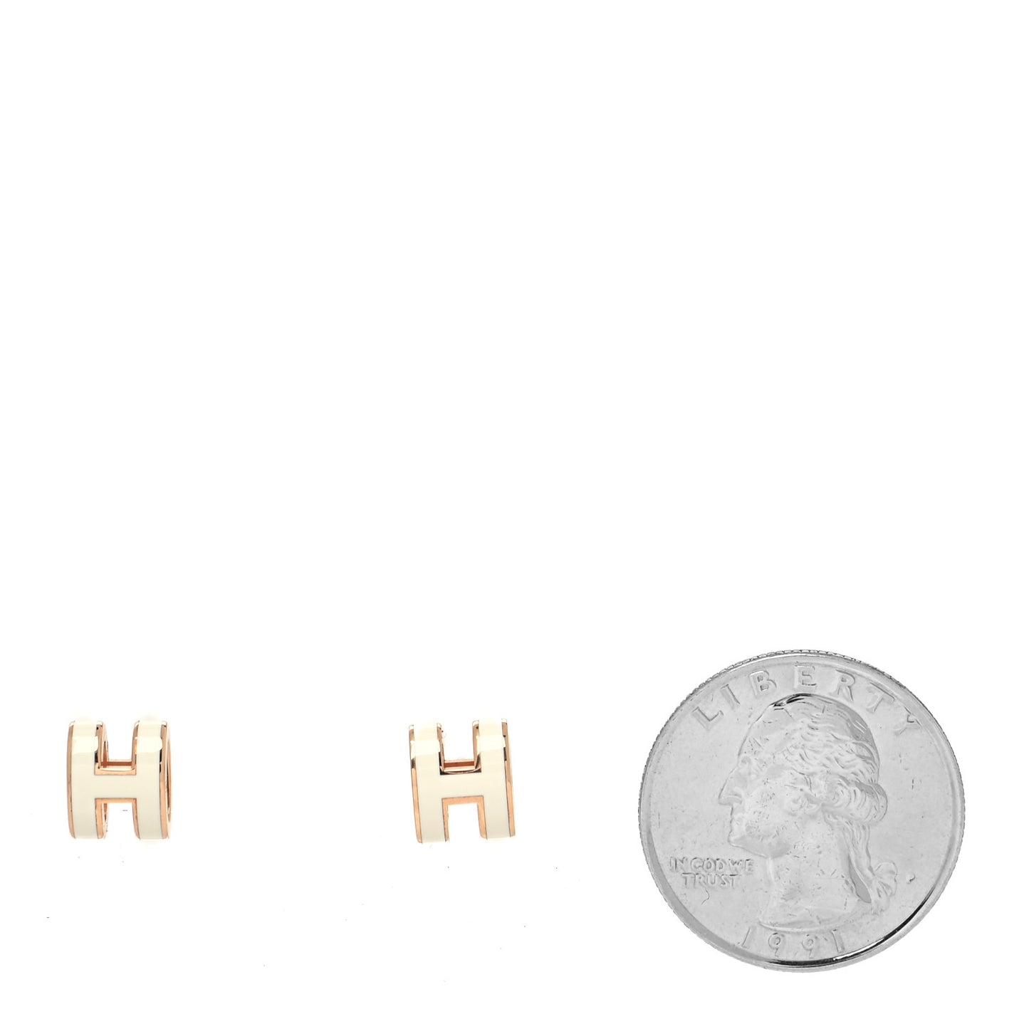 Rose Gold Lacquered Mini Pop H Earrings White