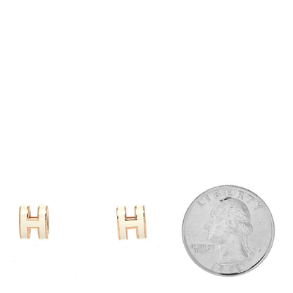 Hermes Rose Gold Lacquered Mini Pop H Earrings White 2 of 5