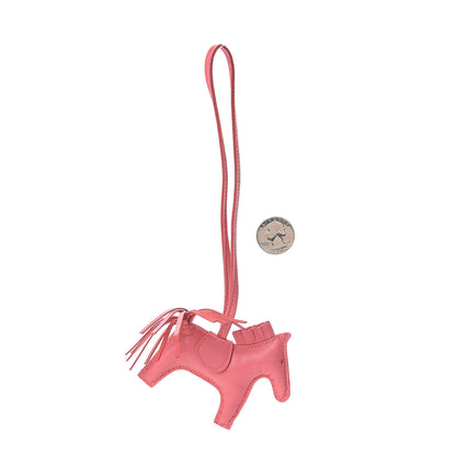 Hermes Milo Lambskin Grigri Rodeo Horse Bag Charm PM Rose Azalee 2 of 3