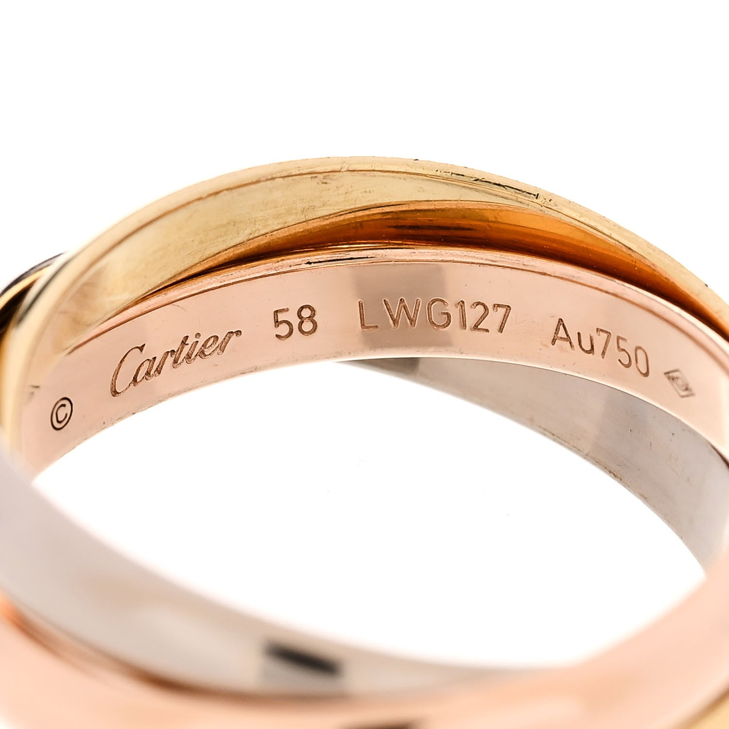 Cartier 18K Pink Yellow White Gold Classic Trinity Ring 58 8.25 4 of 4