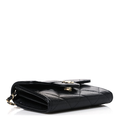 Chanel Caviar Quilted Flap Card Holder On Chain Black 4 of 11