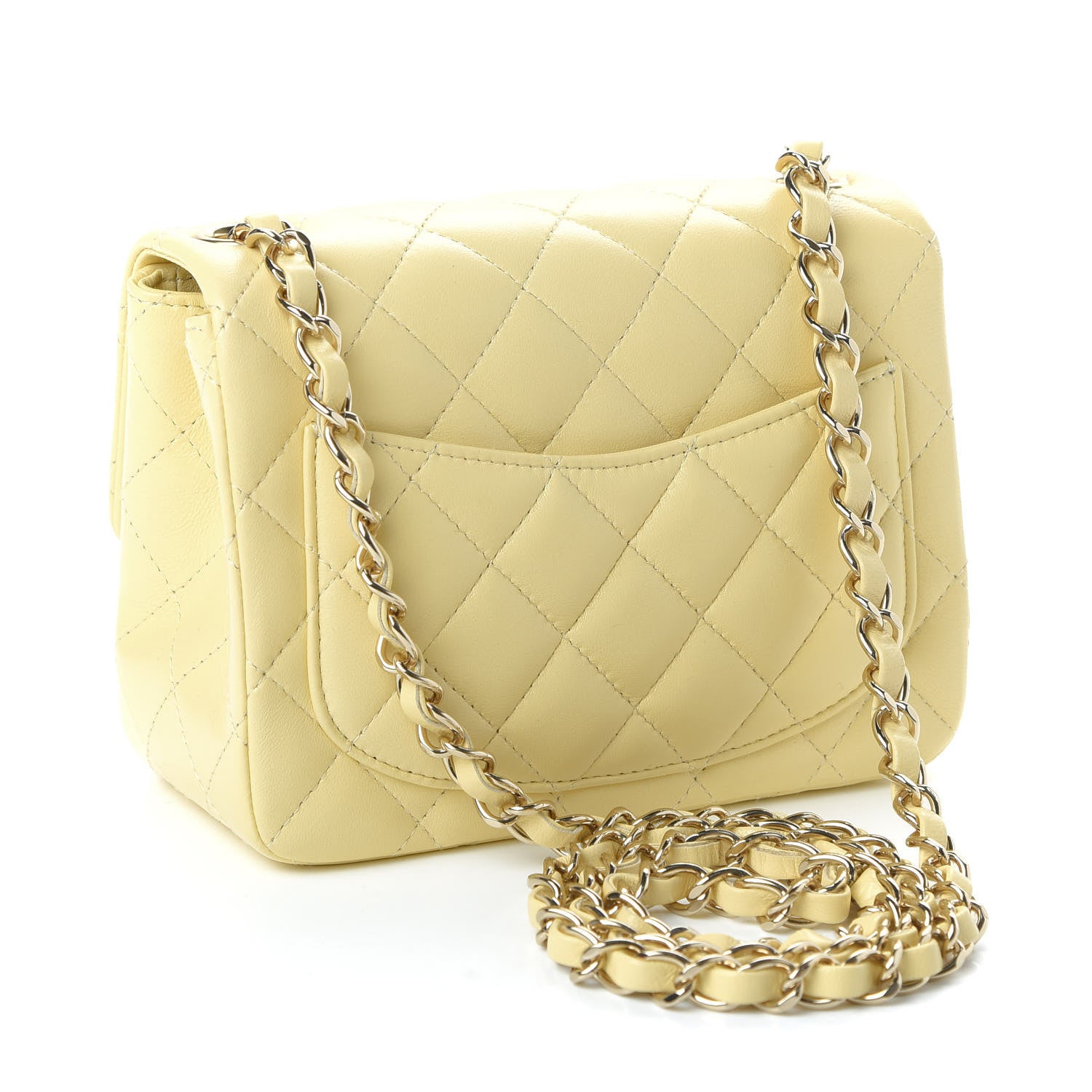 Chanel Lambskin Quilted Mini Square Flap Light Yellow 3 of 10