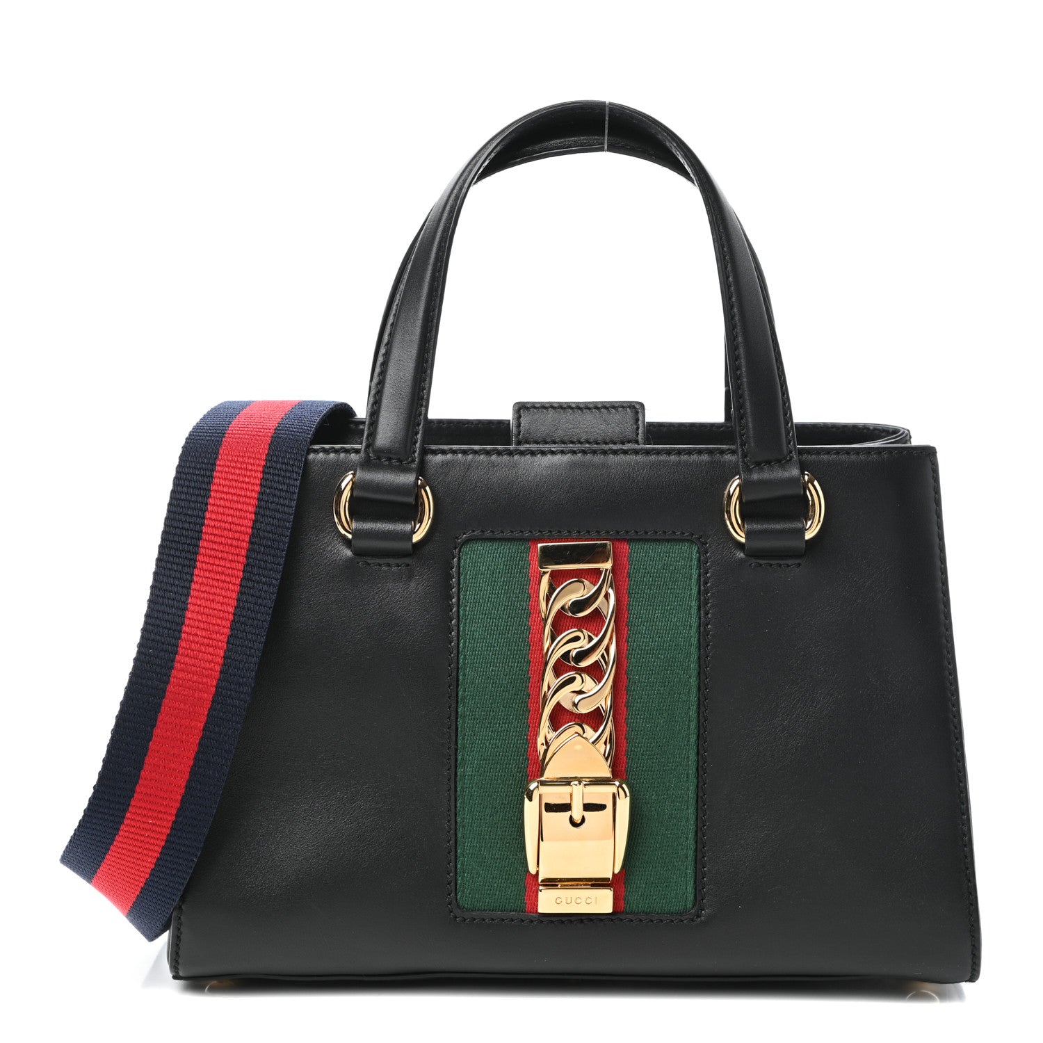 Gucci Calfskin Medium Sylvie Top Handle Tote Black 1 of 9