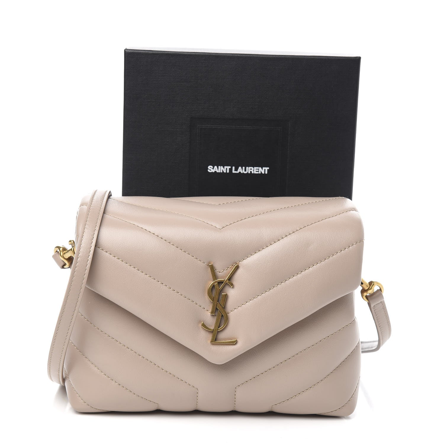 Saint Laurent Calfskin Y Quilted Monogram Toy Loulou Satchel Light Natural 11 of 11